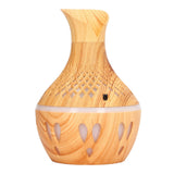 Aromatherapy Humidifier 300ml Wood Grain Design USB Powered Desktop Humidifier with LED Color Light for Home