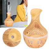 Aromatherapy Humidifier 300ml Wood Grain Design USB Powered Desktop Humidifier with LED Color Light for Home