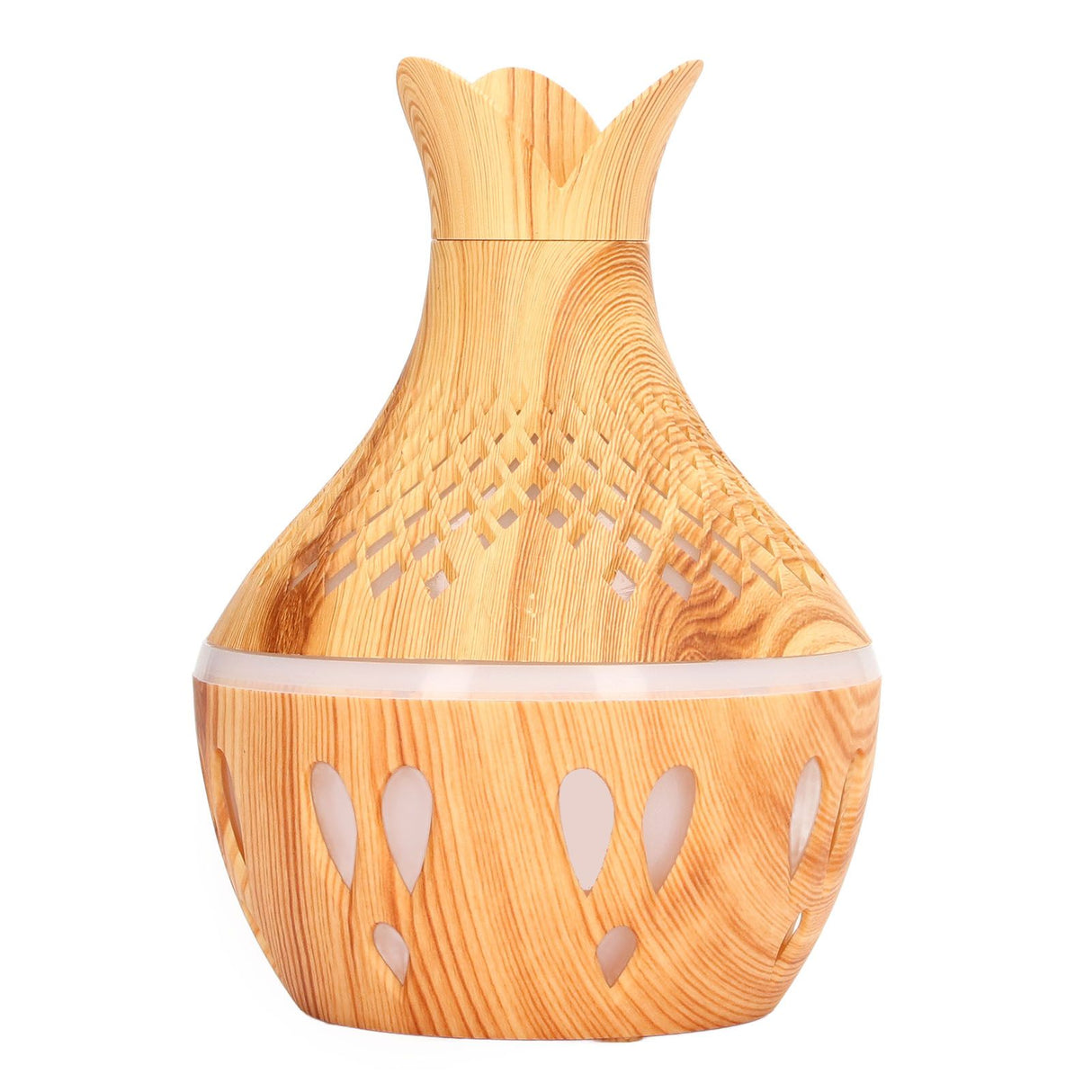 Aromatherapy Humidifier 300ml USB Powered Wood Grain Desktop Humidifier with LED Color Light for Home Bedroom