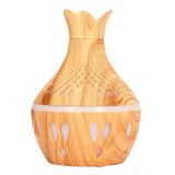 Aromatherapy Humidifier 300ml USB Powered Wood Grain Desktop Humidifier with LED Color Light for Home Bedroom - Low Angle