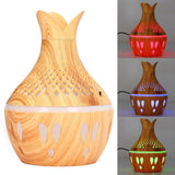 Aromatherapy Humidifier 300ml USB Powered Wood Grain Desktop Humidifier with LED Color Light for Home Bedroom