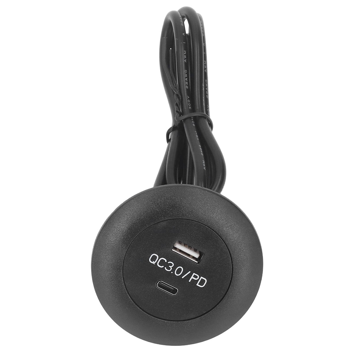Embedded Charging Round Port QC3.0 Fast Charging Phone Desktop Charger Station for Home 12‑30V 30W Black
