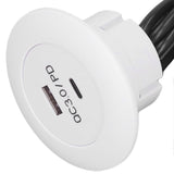 Embedded Charging Round Port QC3.0 Fast Charging Phone Desktop Charger Station for Home 12‑30V 30W White - Extra Image