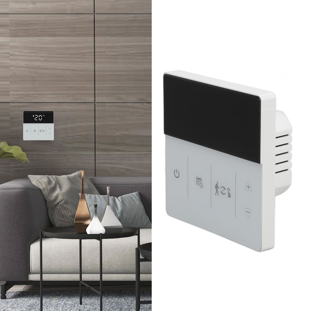 WIFI Thermostat Digital Touch Screen Phone APP Voice Control Smart Thermostat for Home Hotel 90 to 240V Black White