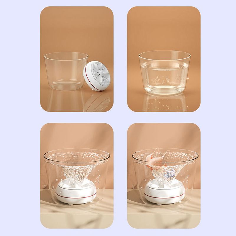 Mini Washing Machine High Power Portable Powerful Cleaning Ultrasonic Turbo Folding Travel Washing Machine Cowhide Box White