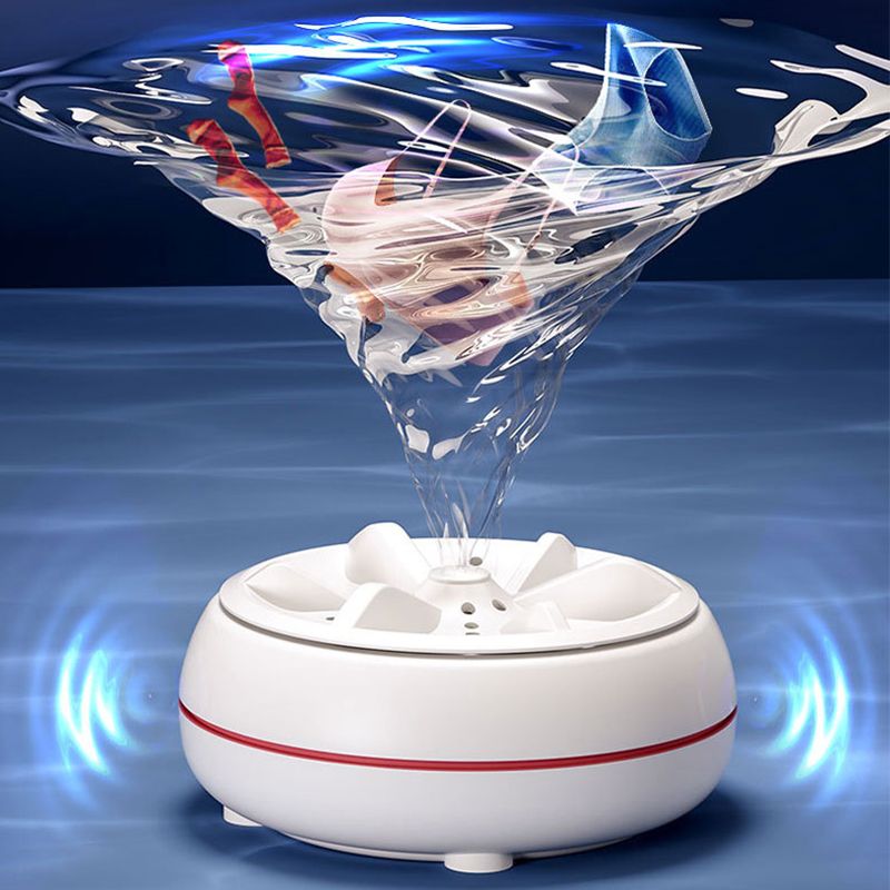 Mini Washing Machine High Power Portable Powerful Cleaning Ultrasonic Turbo Folding Travel Washing Machine Cowhide Box White