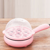Multifunctional 2 in 1 Egg Cooker Non Stick Egg Frying Pan Egg Boiler Automatic Off Egg Boiler Machine for Home Dormitory Pink