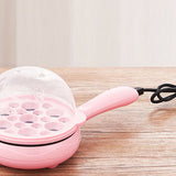 Multifunctional 2 in 1 Egg Cooker Non Stick Egg Frying Pan Egg Boiler Automatic Off Egg Boiler Machine for Home Dormitory Pink