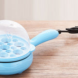 Multifunctional 2 in 1 Egg Cooker Non Stick Egg Frying Pan Egg Boiler Automatic Off Egg Boiler Machine for Home Dormitory Blue - 45-Degree Angle