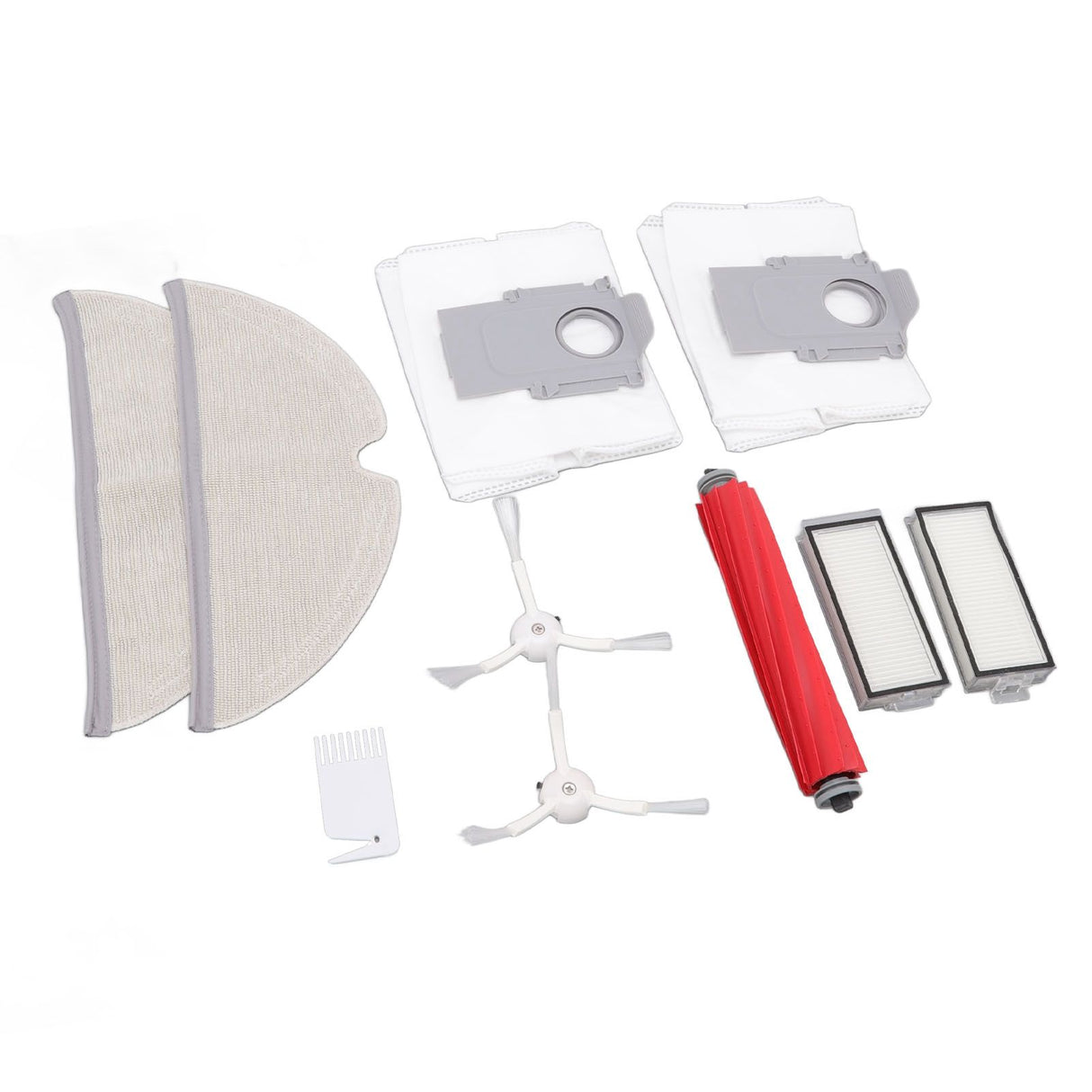 Vacuum Cleaner Main and Side Brush Replacement Set with Filter Cleaning Mop and Dust Bag for Roborock T8