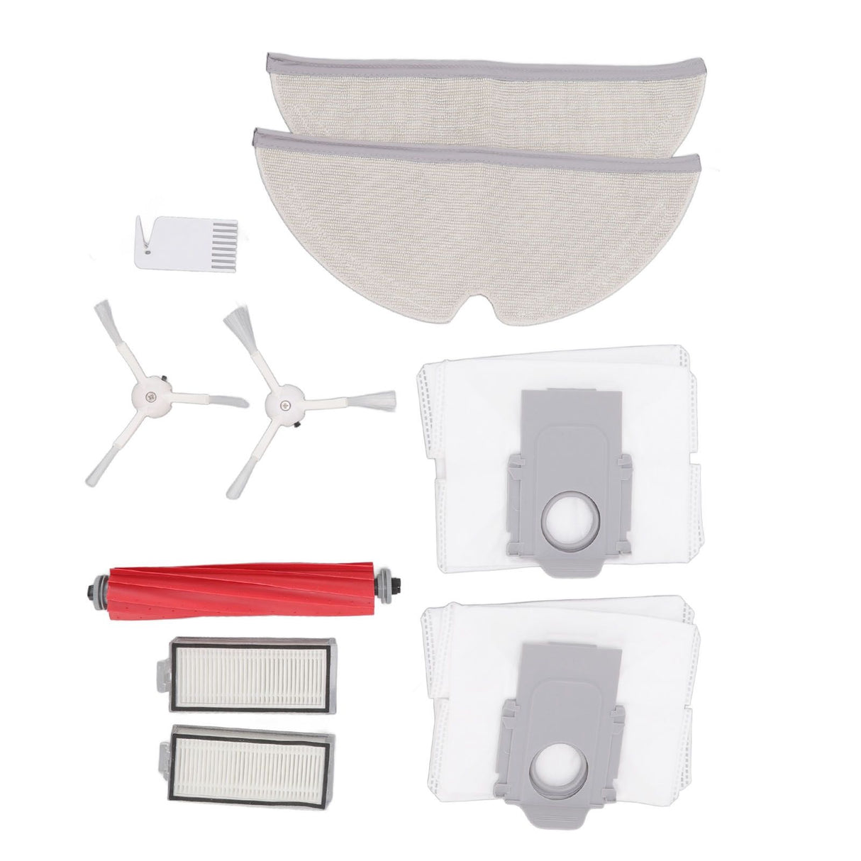 Vacuum Cleaner Main and Side Brush Replacement Set with Filter Cleaning Mop and Dust Bag for Roborock T8