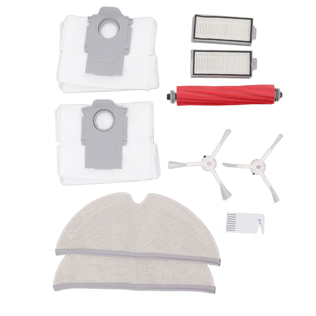 Vacuum Cleaner Main and Side Brush Replacement Set with Filter Cleaning Mop and Dust Bag for Roborock T8