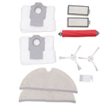 Vacuum Cleaner Main and Side Brush Replacement Set with Filter Cleaning Mop and Dust Bag for Roborock T8 - Low Angle