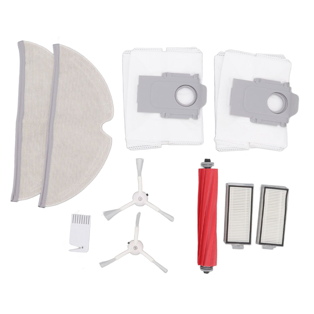 Vacuum Cleaner Main and Side Brush Replacement Set with Filter Cleaning Mop and Dust Bag for Roborock T8