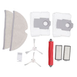 Vacuum Cleaner Main and Side Brush Replacement Set with Filter Cleaning Mop and Dust Bag for Roborock T8