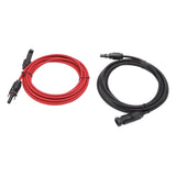 Solar Panel PV Cable Black Red Solar Panel Extension Cable with Male and Female Connectors 3m - Front View