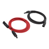 Solar Panel PV Cable Black Red Solar Panel Extension Cable with Male and Female Connectors 3m - Low Angle