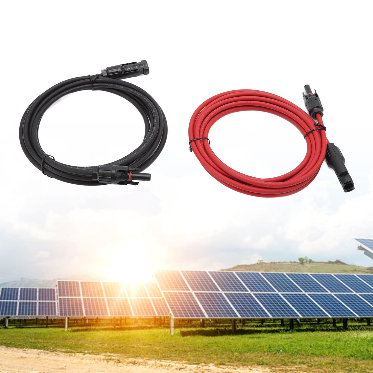 Solar Panel PV Cable Black Red Solar Panel Extension Cable with Male and Female Connectors 3m
