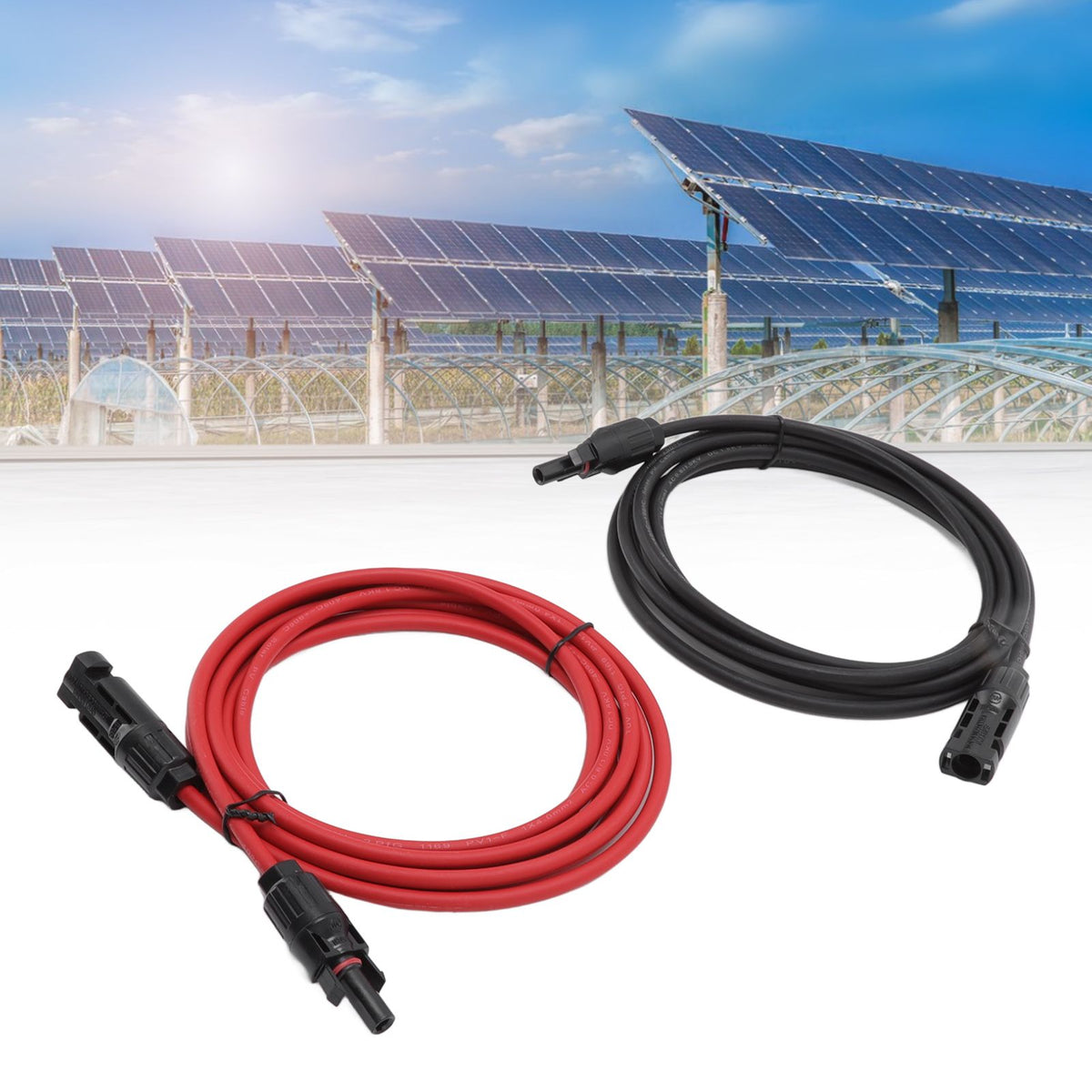 Solar Panel PV Cable Black Red Solar Panel Extension Cable with Male and Female Connectors 3m