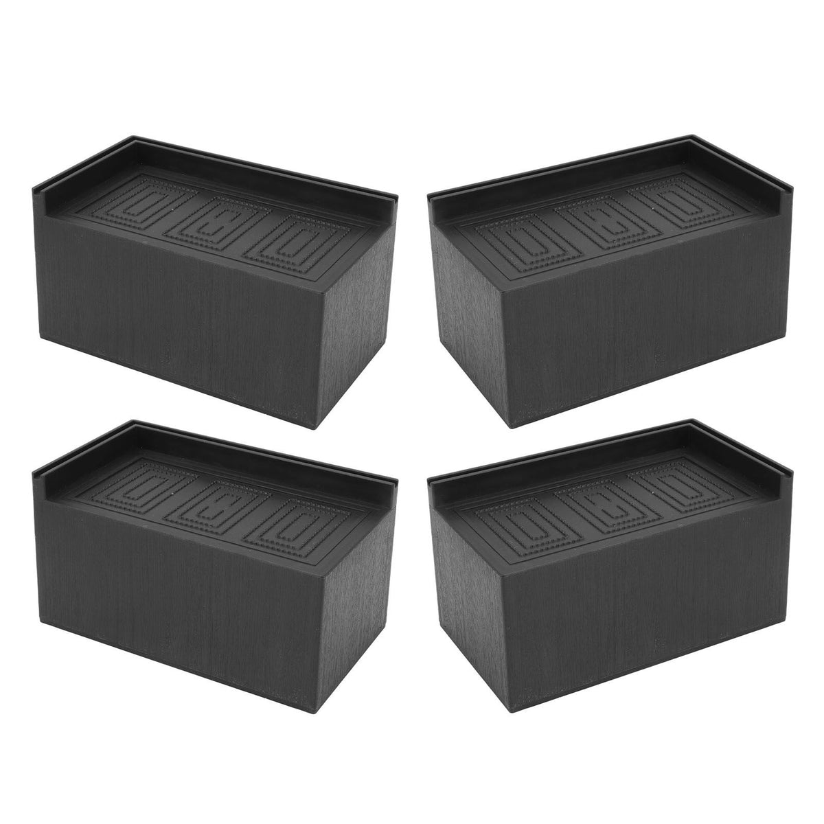 4pcs Furniture Riser Black Enlarged Widened Rectangle Rubber 3in Furniture Leg Mat for Home