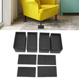 4pcs Furniture Riser Black Enlarged Widened Rectangle Rubber 3in Furniture Leg Mat for Home - Extra Image
