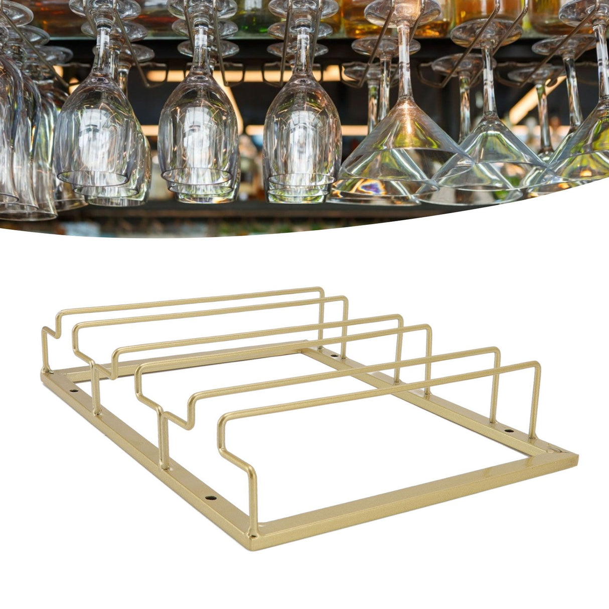 Iron Art Upside Down Wine Glass Holder European Style Hanging Wine Glass Rack Under Cabinet Gold