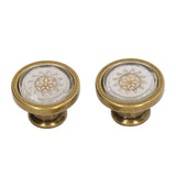 2 Sets Antique Furniture Hardware Handle Knob Zinc Alloy Round Single Hole Cabinet Door Handle Copper White - Front View