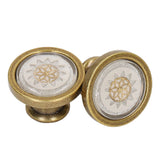2 Sets Antique Furniture Hardware Handle Knob Zinc Alloy Round Single Hole Cabinet Door Handle Copper White