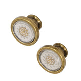 2 Sets Antique Furniture Hardware Handle Knob Zinc Alloy Round Single Hole Cabinet Door Handle Copper White