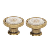 2 Sets Antique Furniture Hardware Handle Knob Zinc Alloy Round Single Hole Cabinet Door Handle Copper White