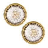 2 Sets Antique Furniture Hardware Handle Knob Zinc Alloy Round Single Hole Cabinet Door Handle Copper White - Close-Up Angle