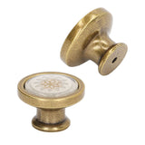 2 Sets Antique Furniture Hardware Handle Knob Zinc Alloy Round Single Hole Cabinet Door Handle Copper White