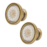 2 Sets Antique Furniture Hardware Handle Knob Zinc Alloy Round Single Hole Cabinet Door Handle Copper White