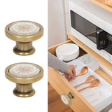 2 Sets Antique Furniture Hardware Handle Knob Zinc Alloy Round Single Hole Cabinet Door Handle Copper White