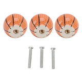 3 Set Basketball Cabinet Kitchen Home Knobs Ball Type Single Hole Drawer Ceramic Handle