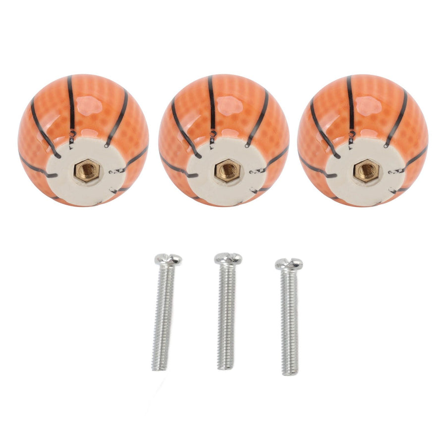 3 Set Basketball Cabinet Kitchen Home Knobs Ball Type Single Hole Drawer Ceramic Handle