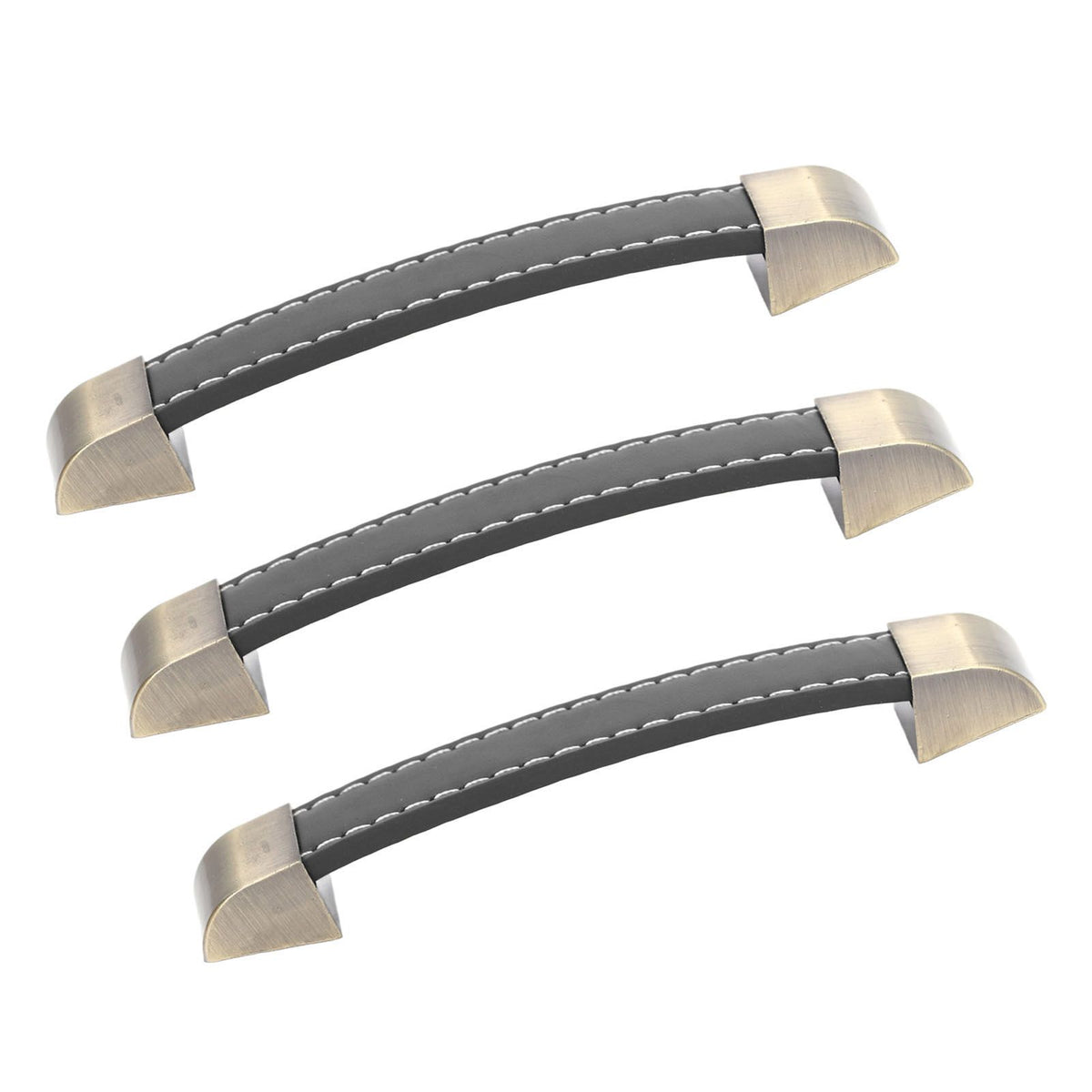 3Pcs Wardrobe Door Leather Handle Antique Drawer Pull Handle Luggage Wine Box Handle Black