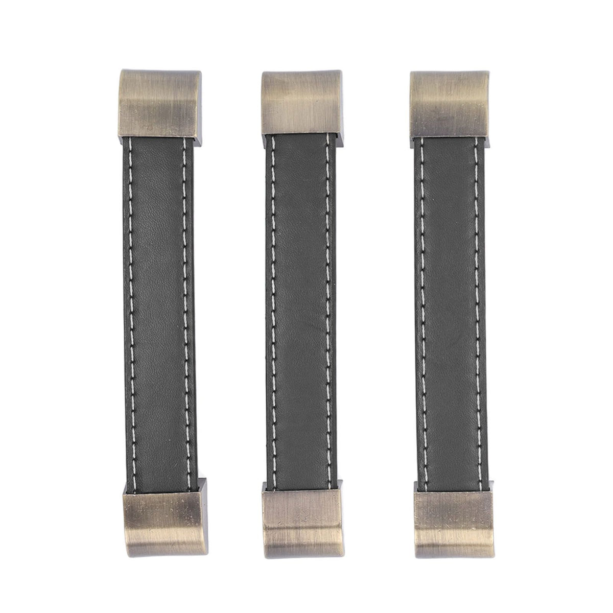3Pcs Wardrobe Door Leather Handle Antique Drawer Pull Handle Luggage Wine Box Handle Black