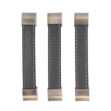 3Pcs Wardrobe Door Leather Handle Antique Drawer Pull Handle Luggage Wine Box Handle Black - 45-Degree Angle