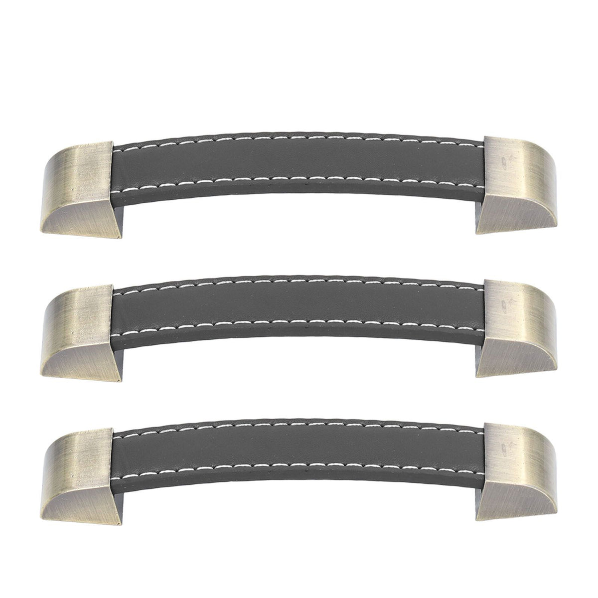 3Pcs Wardrobe Door Leather Handle Antique Drawer Pull Handle Luggage Wine Box Handle Black