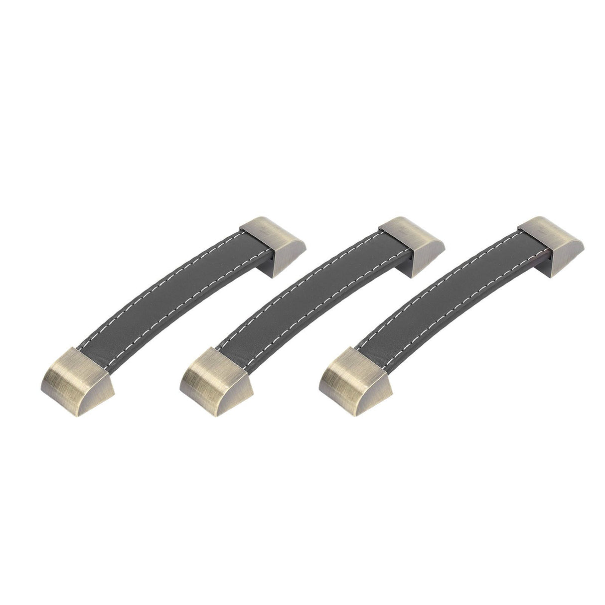 3Pcs Wardrobe Door Leather Handle Antique Drawer Pull Handle Luggage Wine Box Handle Black