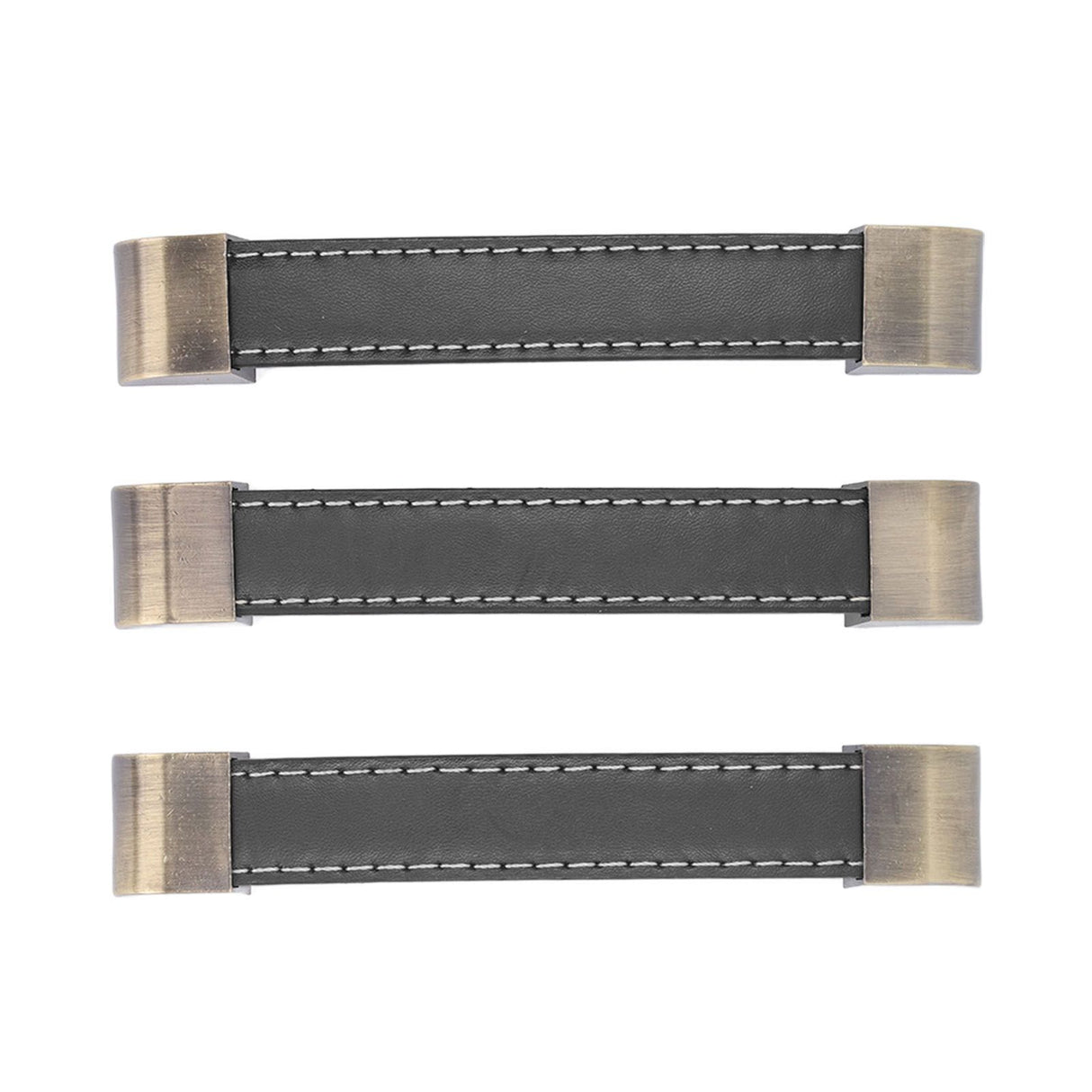 3Pcs Wardrobe Door Leather Handle Antique Drawer Pull Handle Luggage Wine Box Handle Black