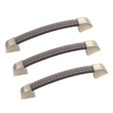3Pcs Wardrobe Door Leather Handle Antique Drawer Pull Handle Luggage Wine Box Handle Brown - Top-Down View