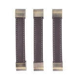 3Pcs Wardrobe Door Leather Handle Antique Drawer Pull Handle Luggage Wine Box Handle Brown