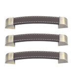 3Pcs Wardrobe Door Leather Handle Antique Drawer Pull Handle Luggage Wine Box Handle Brown
