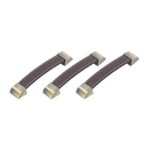 3Pcs Wardrobe Door Leather Handle Antique Drawer Pull Handle Luggage Wine Box Handle Brown - Close-Up Angle