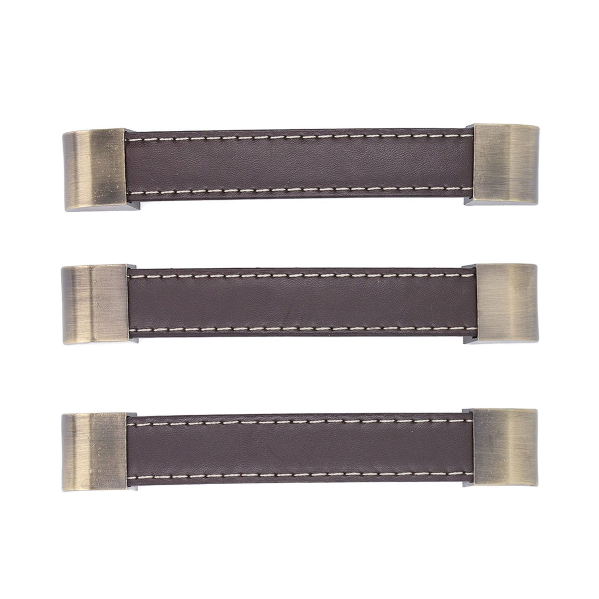 3Pcs Wardrobe Door Leather Handle Antique Drawer Pull Handle Luggage Wine Box Handle Brown