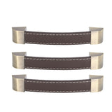 3Pcs Wardrobe Door Leather Handle Antique Drawer Pull Handle Luggage Wine Box Handle Brown - Extra Image