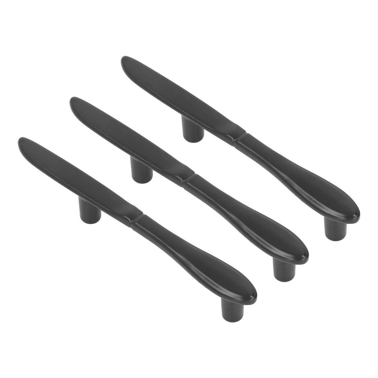 3Set Door Handles Thickened Cutlery Tableware Shaped Cabinet Pulls for Drawer Wardrobe Bookshelves Black Knife