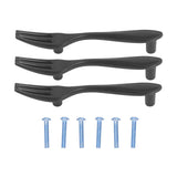 3Set Door Handles Thickened Cutlery Tableware Shaped Cabinet Pulls for Drawer Wardrobe Bookshelves Black Fork